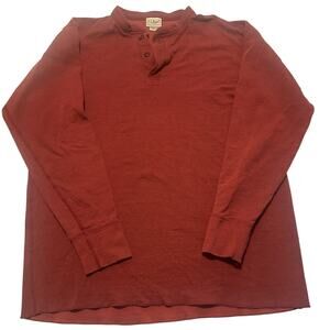 LL Bean River Drivers Shirt Mens Sz XLarge Red Henley Thermal Made USA Hiking